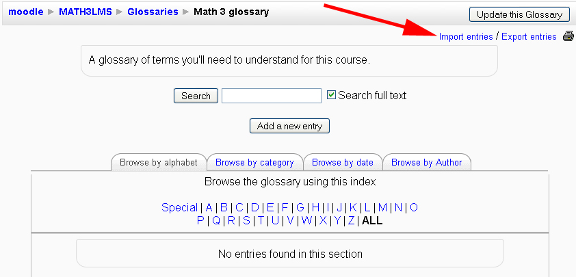 moodle-import entries