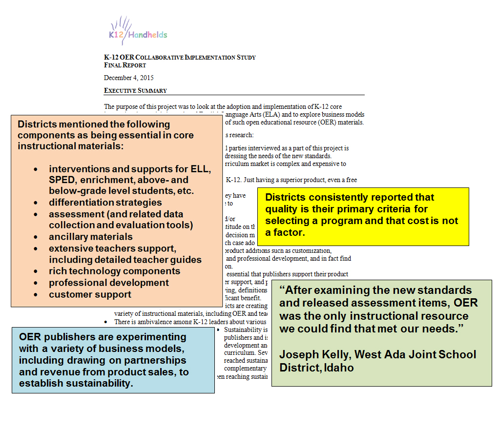 K-12 OER implementation report